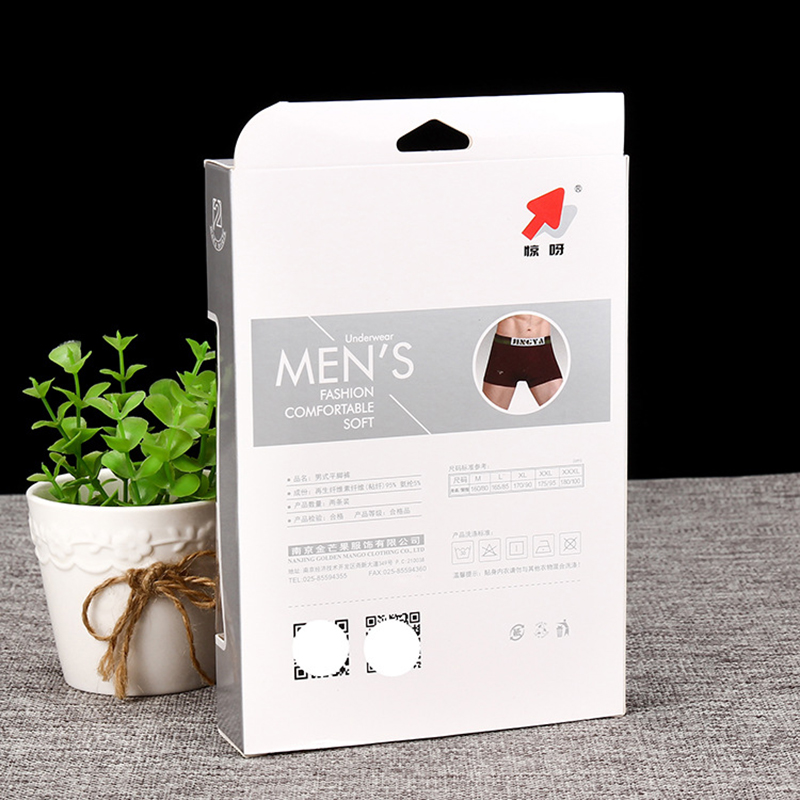 Tilpasset undertøj Ydre emballage Vindue Boks Foldende farveudskrivning Hvid papkasse Høj kvalitet og lav pris