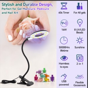 M&r 102a trådløs LED -neglelampe&16W fluorescerende lampe