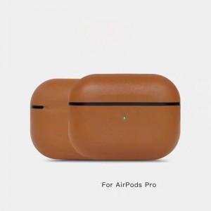 AirPods Pro Leather Case, ægte retro olie voks skør hest læder sag, fuldt håndlavet, front LED synlig, (mørkebrun)