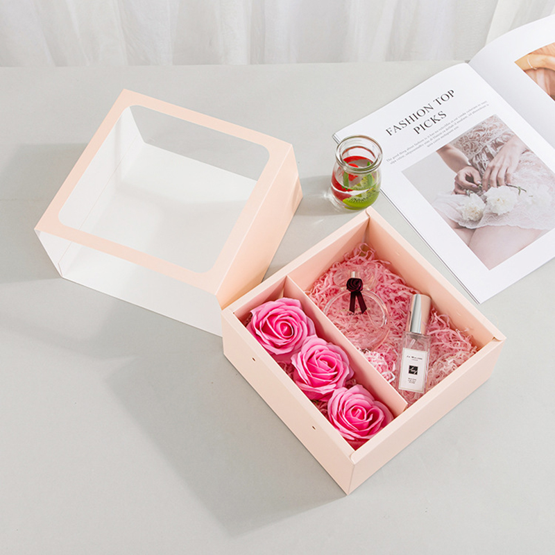 Pull-out Transparent Flower Box Portable Folding Gift Rose Gift Box Gift Packaging Black Powder Supplies Carton