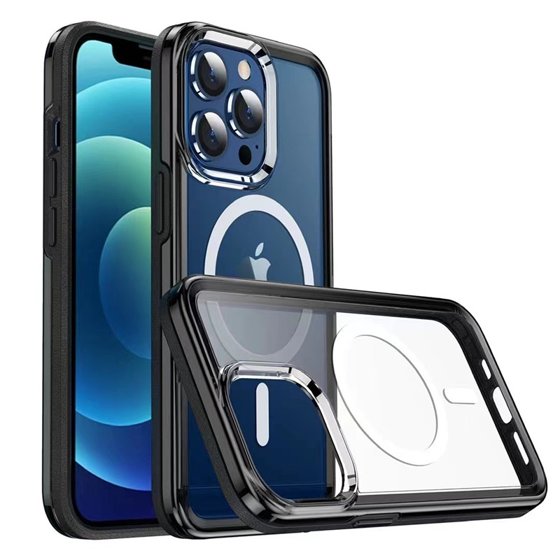 Velegnet til iPhone 13 Magentisk sag, gennemsigtig magnetisk design trådløs hurtig opladningsbeskyttelsessag