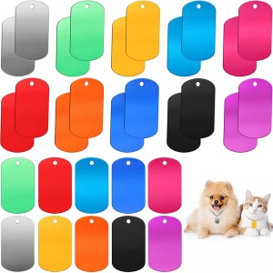 Stemplet tom hunde tag halskæde med kæde halskæde aluminium hip hop militær stil kæledyr hundetilnavnnummer tag id metal personlighed vedhæng ...