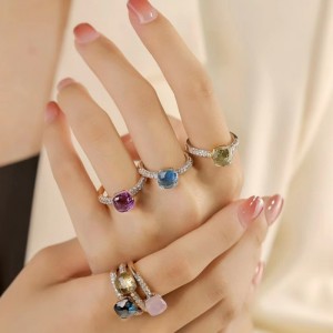 18k/14k/10k/9k guld mednaturlig farve stenring