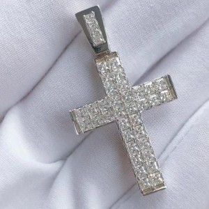 Custom Sterling Silver 925 med Moissanite Stone Cross vedhæng