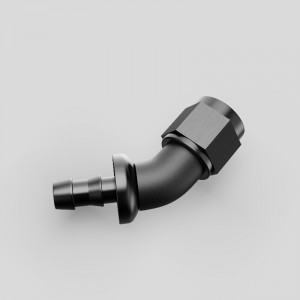 Et stykke fuld flow uafbrudt Barb Push Lock Slose ender en passende