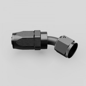 45 Grad Aluminium One Piece Full Flow Swivel Slang End Oil Brændstof Slang End En montering