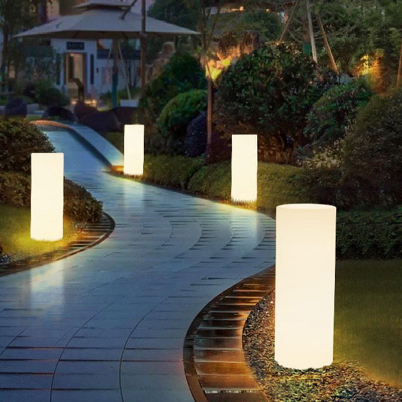 LED udendørs have Art Art Decor Lights RGB Color Change Cylindrical Floor Lamp Battery Powered Waterproof med fjernbetjening til haveindretning, kommerciel, bryllup, fejring