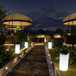 Udendørs have LED -oplyste blomsterpotter, RGB -farve skiftende plast LED oplyste blomsterpotter til bryllup, begivenhedsfest, hotel, indkøbscenter åbningsceremoni dekoration (vandtæt IP68)