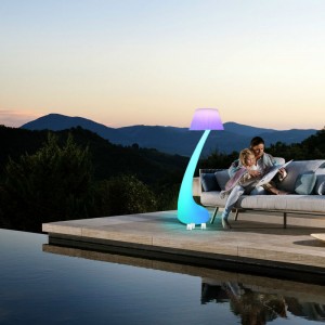 132 cm høj farveændring LED hjørne gulvlampe med dæmpbar fjernbetjening