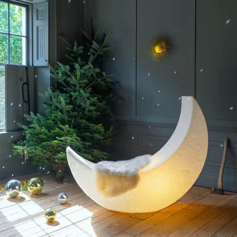 Fest LED lysende svingstol udendørs/indoor plastmåne lampe lysende LED Moon gyngestol