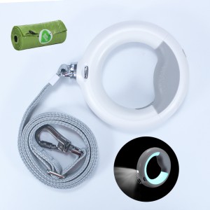 Tangle Gratis kraftig reflekterende LED HUND-snor Indbygget Poop Bag Rum Walking Leash 360 Hands Free Anti-Slip Handle til små medium&store hunde