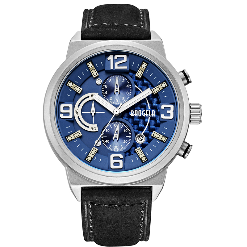 Baogela Men \\ s Black Sports Quartz Watch Leisure Fashion Analog Timing Watch Display Men \\ 's Watch 1709 Black Blue