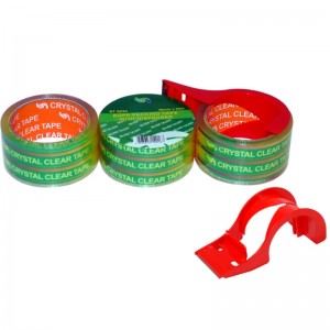 Super/crystal klar klæbende pakningstape med dispenser