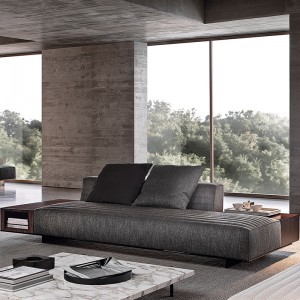 Italiensk Minotti Modern Black Cotton and Linen Sofa Fabric Sectional Set Furniture