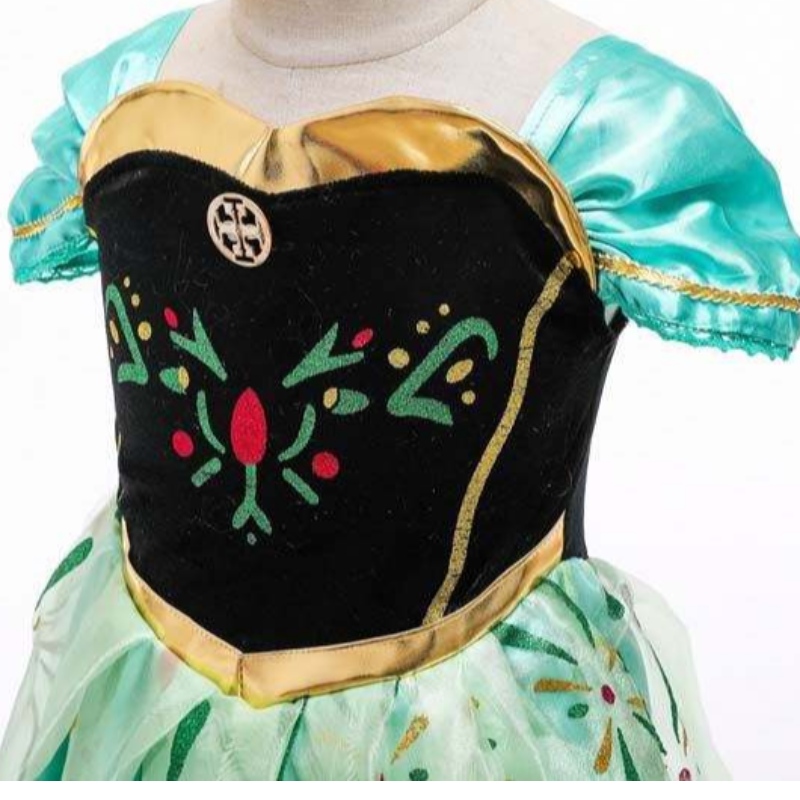 Ice Princess Coronation Green Costume Toddler Little Girls Anna Green Princess Dress HCGD-007
