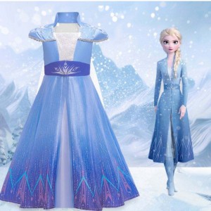 Nye Elsa Frocks mode korte ærmer frakke halloween fe prinsesse barn cosplay kostume