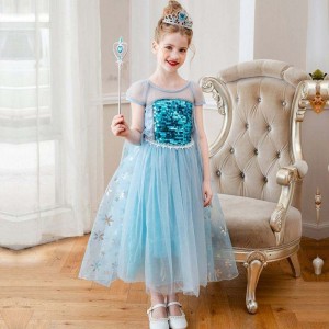 Baige Ny ankomst ærmeløs Elsa Anna Fashion Kids Costume Cosplay Girls Costume Party kjoler