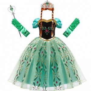 Anna kjole til pige cosplay sne dronning prinsesse kostume børn halloween tøj børn fødselsdag karneval fancy kjole og paryk