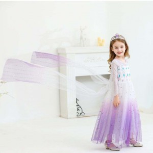 Ny pigeprinsesse Elsa Dress Kids Summer Dress til piger Purple Elsa kjole til børn 2-10 år