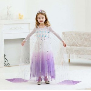 Ny pigeprinsesse Elsa Dress Kids Summer Dress til piger Purple Elsa kjole til børn 2-10 år