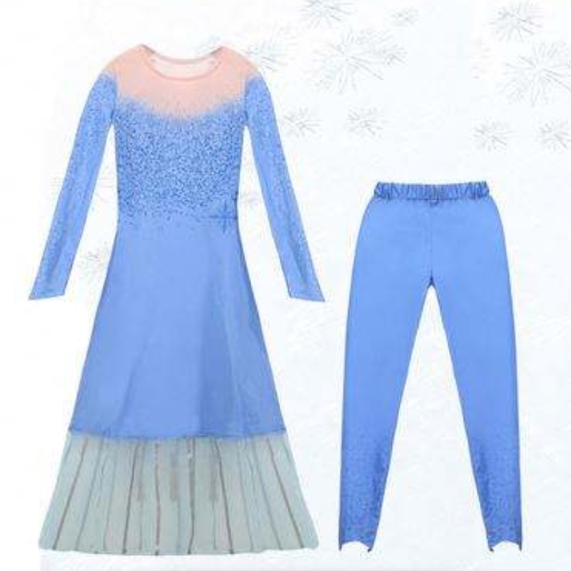 Piger prinsesse kjole fest Elsa Carnival frosne 2 Elsa Anna Princess Fancy Dress Kids Costume