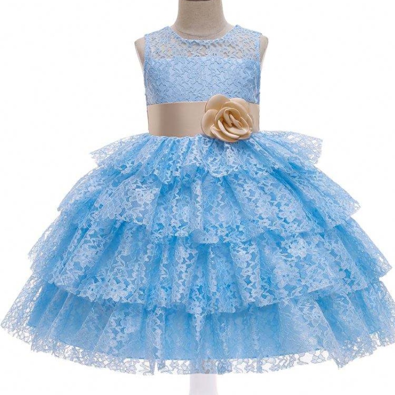Baige Summer Fashion Tulled Dress Flower Girl Brudekjole 12 år gamle piger Kid lyserøde aftenkjoler til fest