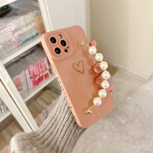 Detnye produkt gælder for Apple iPhone14Pro Pearl Bracelet Protective Case, og linsen er fuldt beskyttet og opgraderet