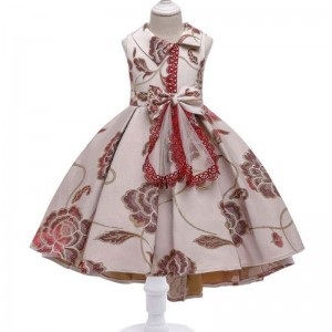 Baige 3-10 år Fabrik engrosbørn Party Dress Kids Wedding Party Tailing Dress T5189
