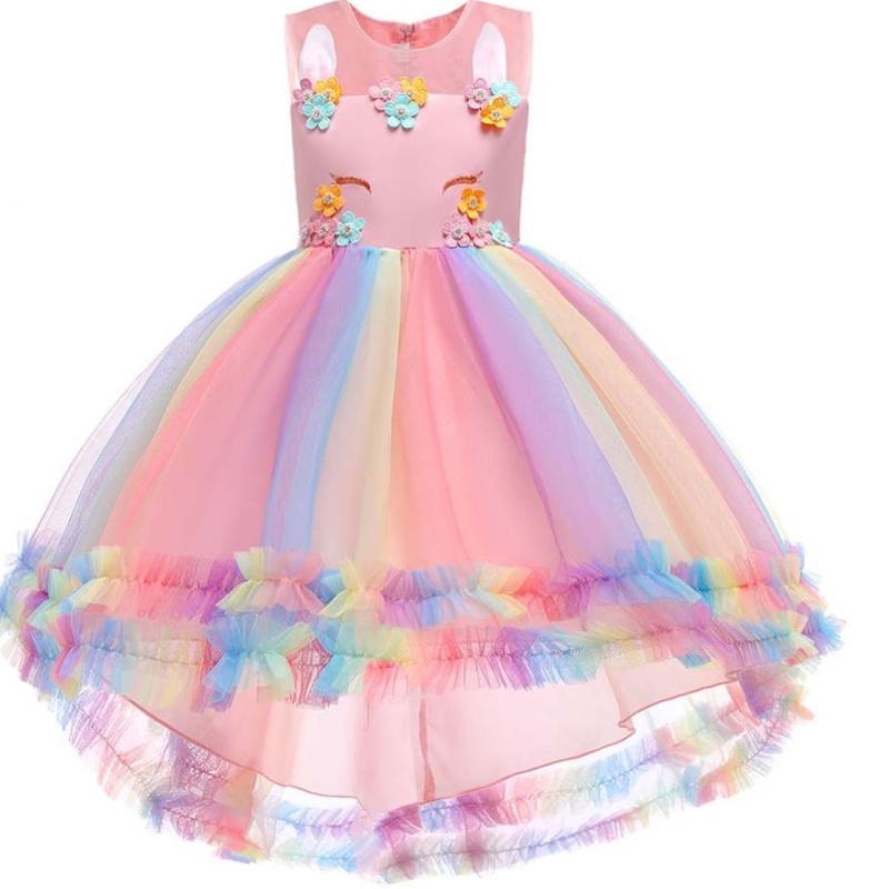 Blomsterpige kjole 2021 Unicorn kjole prinsesse enhjørning kjole til 3-12 år gammel fødselsdag