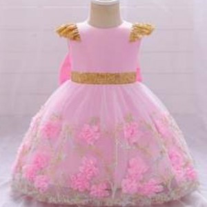 Baige Yellow Flower Girl Dress Killed Party Frock New India Collection Fancy Girl Party Dress L2021XZ