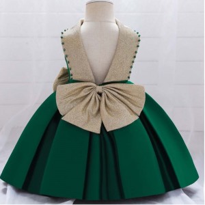 Baige engros gyldne chiffon frocks designer blød flæsende børn baby piger prinsesse fest tutu kjole