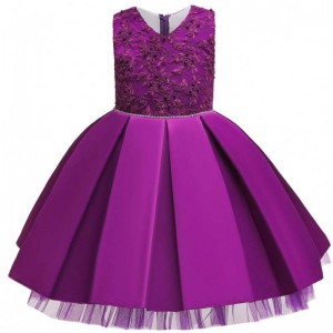 Baige børn prinsesse kjole broderede lilla festkjoler baby festkjole kjoler