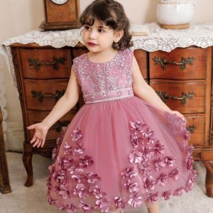 Baige Summer Floral Children Baby Girl Dresses Party Princess Wedding 1 års fødselsdagskjole til baby N2103