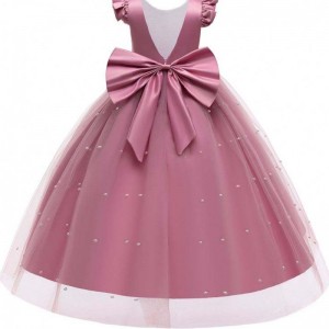 Baige engros beading lange brudepige kjole børnefest bærer aften fest børnetøj