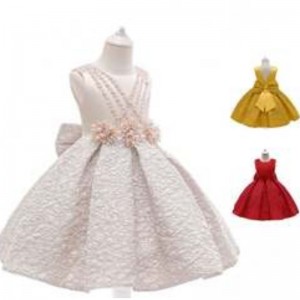 Baigeny satin blomster pige prinsesse kjole børn baby fest bryllup brudepaid ball kjole l5252