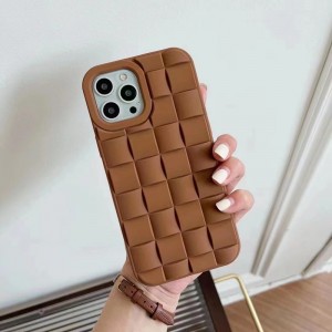 Velegnet til Apple iPhone 14/14 Pro-sag, alt inklusive efterårssikker mobiltelefon beskyttende læderkasse, rutet tredimensionel TPU-beskyttelsessag