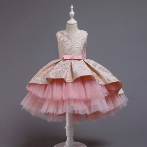 Ny mode børne tøj pige kjoler lagdelte børn fødselsdagsfest bryllupskjole 2171