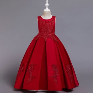 Baigenyankomne blomsterbørn brudekjoler elegante perlerede ærmeløse pige kjoler 2055