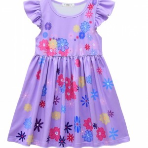 Carnival Encanto fladder ærmer kjoler tv -film cosplay mirabel prinsesse piger fødselsdagsfest cos kjole silke mælke tøj