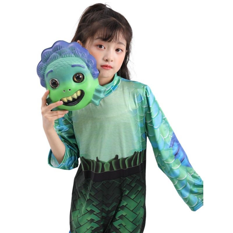 Halloween Sea Monster Cosplay Luca Movie Costumes Party Masks Jumpsuit Children Role-Playing Party Tøj