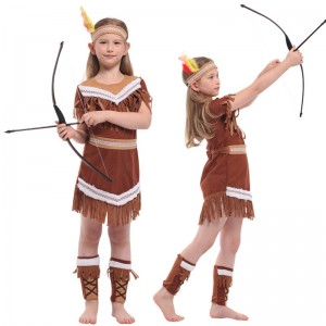 Halloween indisk prinsesse kostumer børn piger pocahontas huntress kostume purim party mardi gras fancy kjole