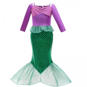 Piger lille havfrue ariel prinsesse kjole cosplay kostumer børn baby ariel fancy kostume barn halloween fødselsdag fest tøj