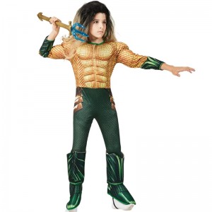 Kids Comic Superhero Aquaman Muscle Dress Up Halloween Fancy Dress Up Cosplay Costume til barn