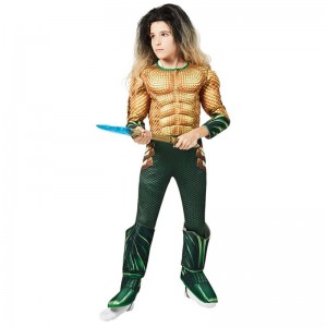 Kids Comic Superhero Aquaman Muscle Dress Up Halloween Fancy Dress Up Cosplay Costume til barn