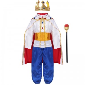 King Prince Costumes for Boys Kids Halloween Cosplay Dress Up Cloak Crown Scepter Set Carnival Rollespil Party Outfit