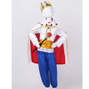 King Prince Costumes for Boys Kids Halloween Cosplay Dress Up Cloak Crown Scepter Set Carnival Rollespil Party Outfit