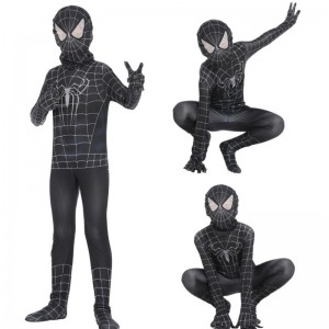 Spiderman Cosplay Black Bodysuit Hero Role Play Tight Anime Jumpsuit Muscle Halloween kostume
