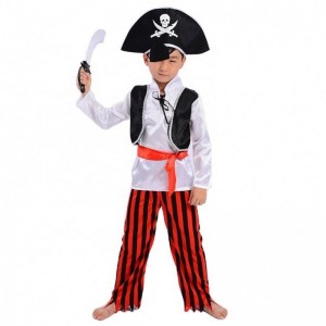 Engros cool stribede pirat sætter scenepræstation dragter Halloween Cosplay Caribbean Pirate Captain Childrens kostumer
