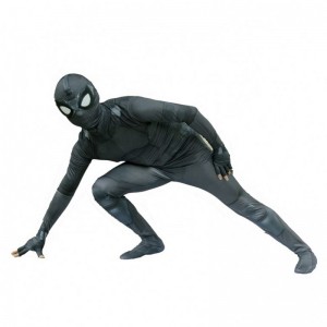 Ny stil sort superhelt zentai dragt til halloween tv&movie cosplay sort edderkop mand kostume med ansigtsmaske til børn&adults