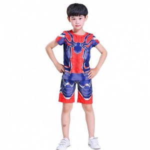 Ny stil polyester sport passer afslappet outfit halloween fest cosplay spiderman passer til top&shorts til børn drenge